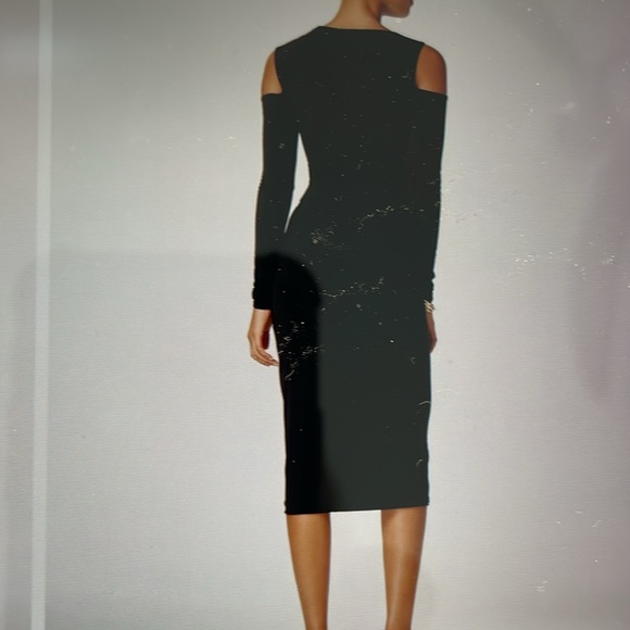 RACHEL ROY BLACK COLD SHOULDER FITTED DRESS - Picture 2 of 8
